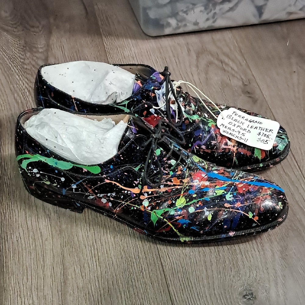 Salvatore Ferragamo Black Multicolor Oxfords